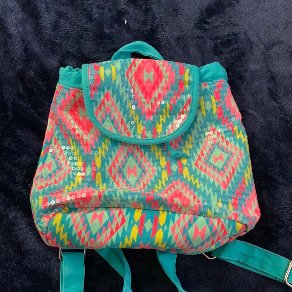 Colorful Geometric Patterned Backpack